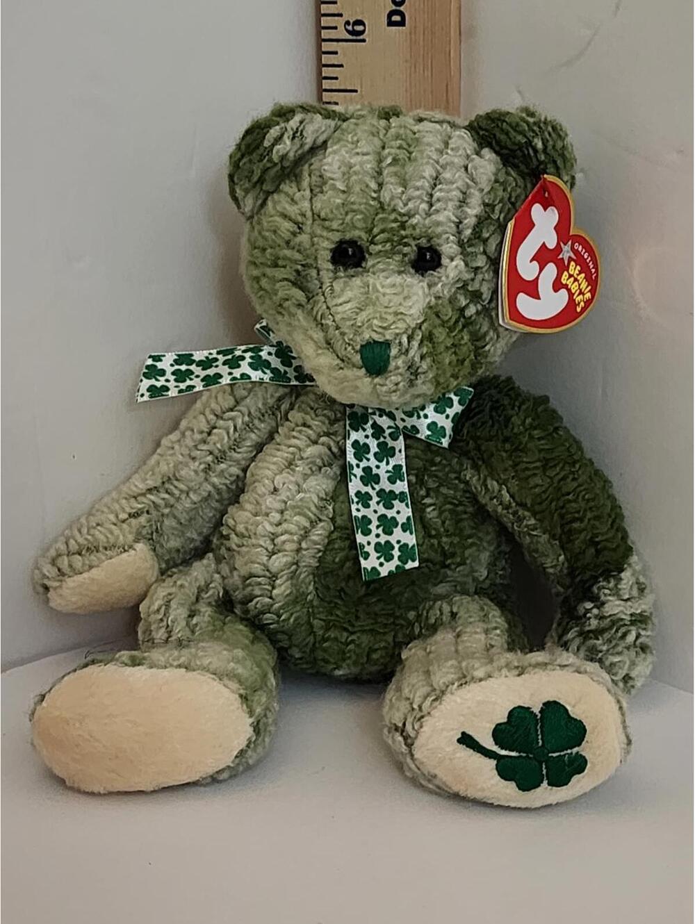 McWooly Ty Beanie Baby Shamrock the Bear Plush Toy